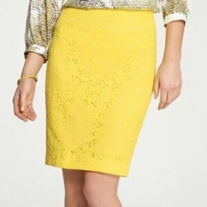 Talbots Yellow Floral Lace Pencil Skirt, size 4